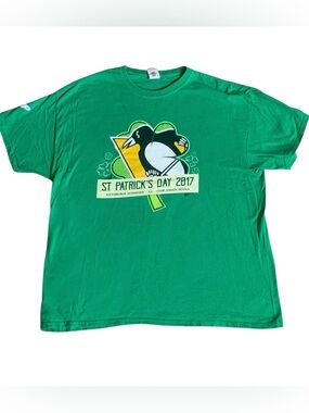 Pittsburgh Penguins Hockey T-Shirt Green St. Patrick's Day 2017 XL Gildan